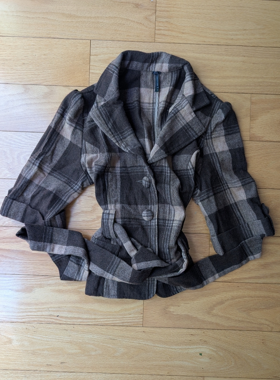 Lapis Plaid Brown & Cream Tailored Button-Front Jacket